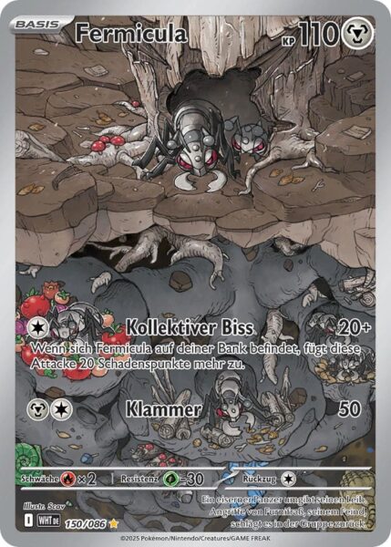 Fermicula-150-086-WHT-DE-Weiße-Flammen-Illustration-Rare-Pokémon-Karte-Karmesin-Purpur-Deutsch