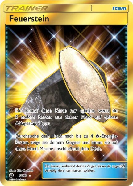 Feuerstein-76-70-Majestät-der-Drachen-Gold-Pokémon-Karte-Deutsch-TCG-Sammelkartenspiel