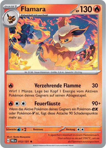 Flamara-013-131-Prismatische-Entwicklungen-Pokémon-Karte-Deutsch-Karmesin-Purpur-TCG-Sammelkartenspiel