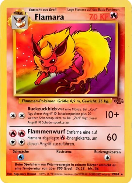 Flamara-19-64-Dschungel-Pokemon-Karte-Deutsch-1999
