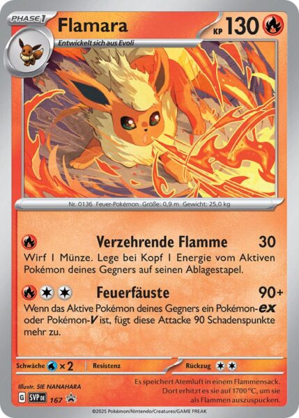 Flamara-SVP-DE-167-Black-Star-Promo-Pokémon-Karte-Prismatische-Entwicklungen