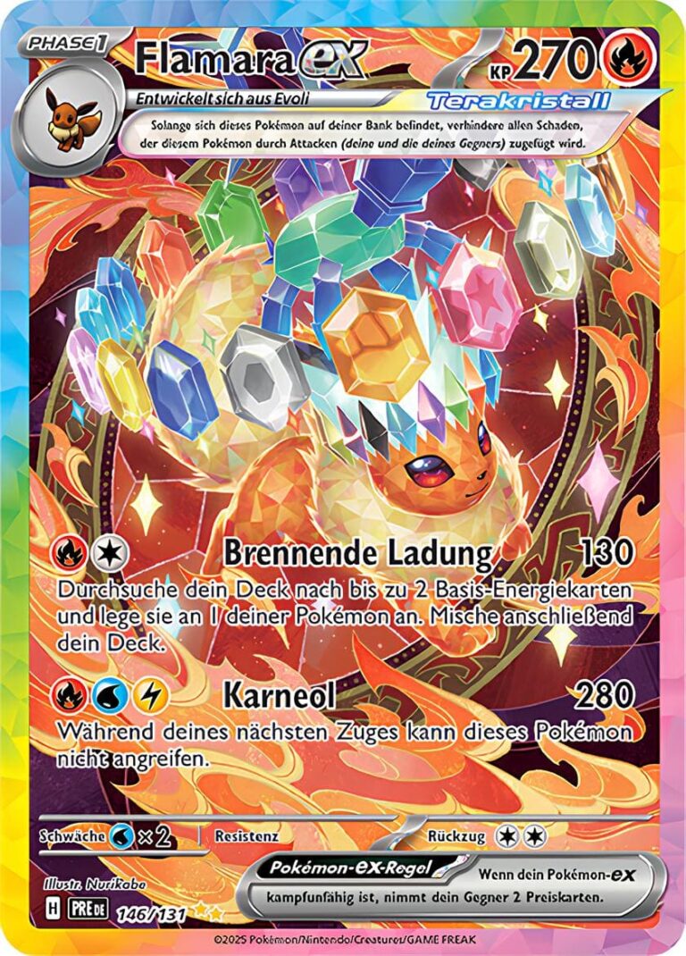 Flamara-ex-146-131-Prismatische-Entwicklungen-Special-Illustration-Rare-Pokémon-Karte-Deutsch-TCG