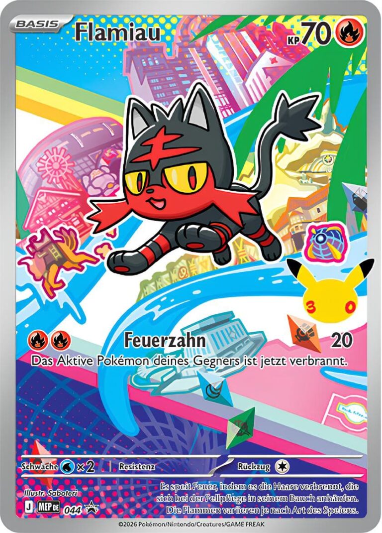 Flamiau-MEP-044-Promo-Pokémon-Karte-30.-Jubiläum-30th-Anniversary-Erste-Partner-Kollektion