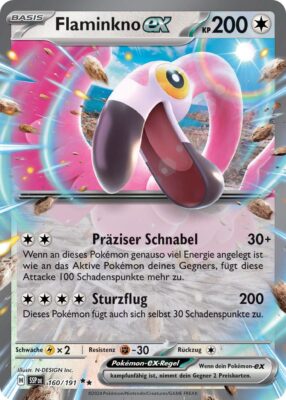 Flaminkno-ex-160-191-SSP-DE-Karmesin-Purpur-Stürmische-Funken-Pokémon-Karte-Deutsch-TCG
