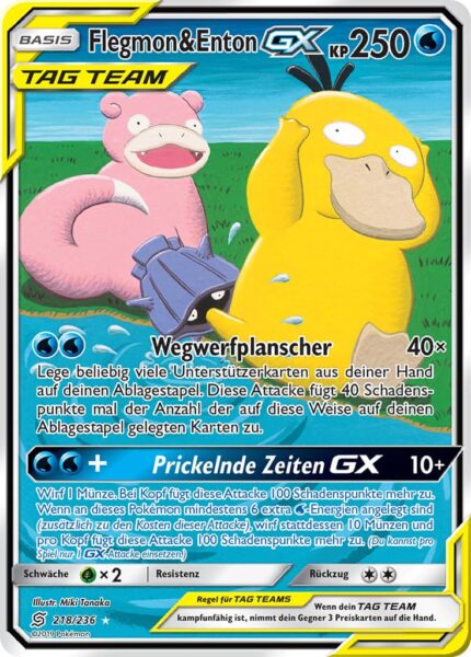 Flegmon-Enton-GX-218-236-Alterante-Art-TAG-TEAM-Pokémon-Karte-Bund-der-Gleichgesinnten