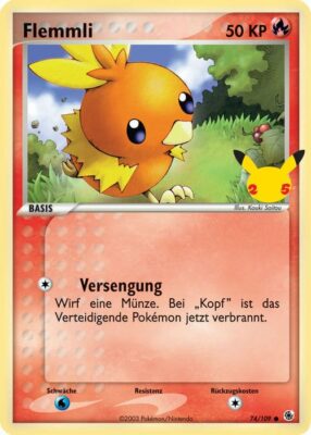Flemmli-74-109-Große-XXL-Jumbo-Pokémon-Karte-Erste-Partner-25-Jahre-Celebrations