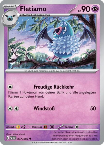 Fletiamo-037-086-WHT-DE-Weiße-Flammen-Pokémon-Karte-Karmesin-Purpur-Deutsch
