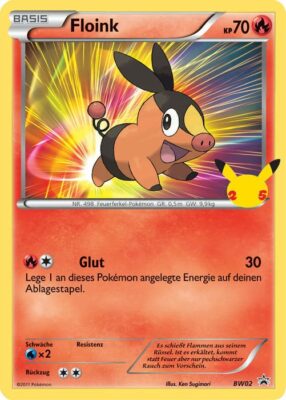 Floink-BW02-Große-XXL-Jumbo-Pokémon-Karte-Erste-Partner-25-Jahre-Celebrations