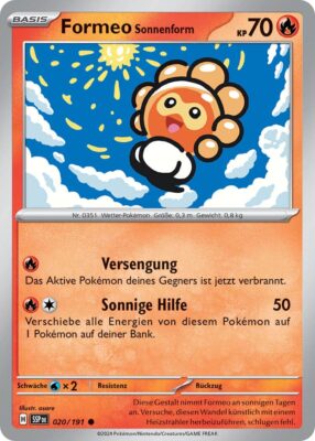 Formeo-Sonnenform-020-191-SSP-DE-Karmesin-Purpur-Stürmische-Funken-Pokémon-Karte-Deutsch-TCG