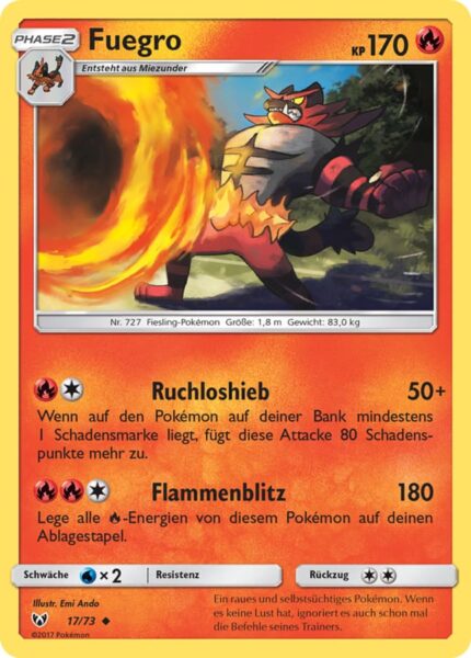 Fuegro-17-73-Schimmernde-Legenden-Pokémon-Karte-Deutsch-TCG-Sammelkartenspiel