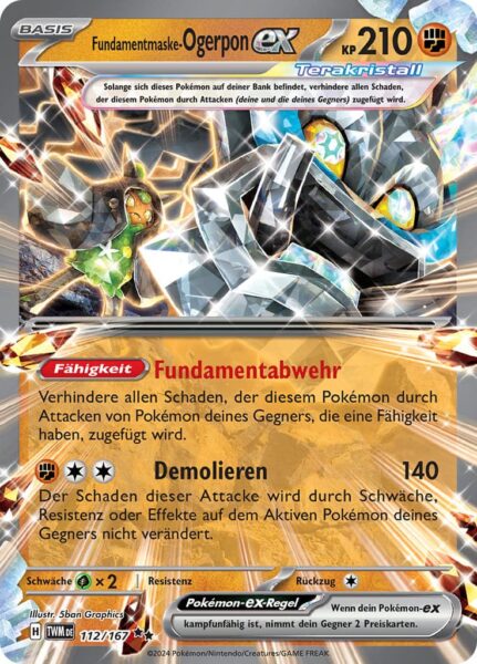 Fundamentmaske-Ogerpon-ex_112-167_TWM-DE_Maskerade-im-Zwielicht_Terakristall_Pokémon-Karte_Deutsch