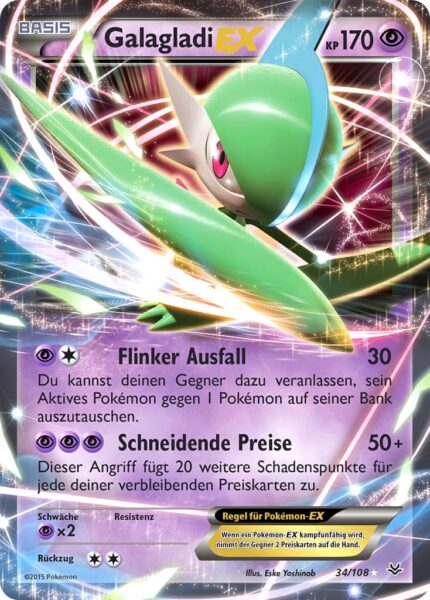 Galagladi-EX-34-108-XY-Drachenleuchten-Pokémon-Karte-Deutsch-TCG-Sammelkartenspiel