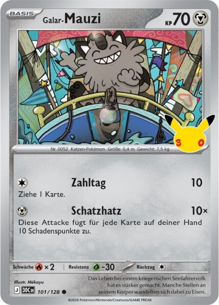 Galar-Mauzi-101-128-30C-30-Jahre-Jubiläum-30th-Celebration-Pokémon-Karte-Deutsch