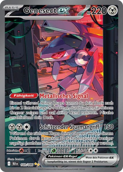 Genesect-ex-169-086-BLK-DE-Schwarze-Blitze-Special-Illustration-Rare-Pokémon-Karte-Karmesin-Purpur-Deutsch