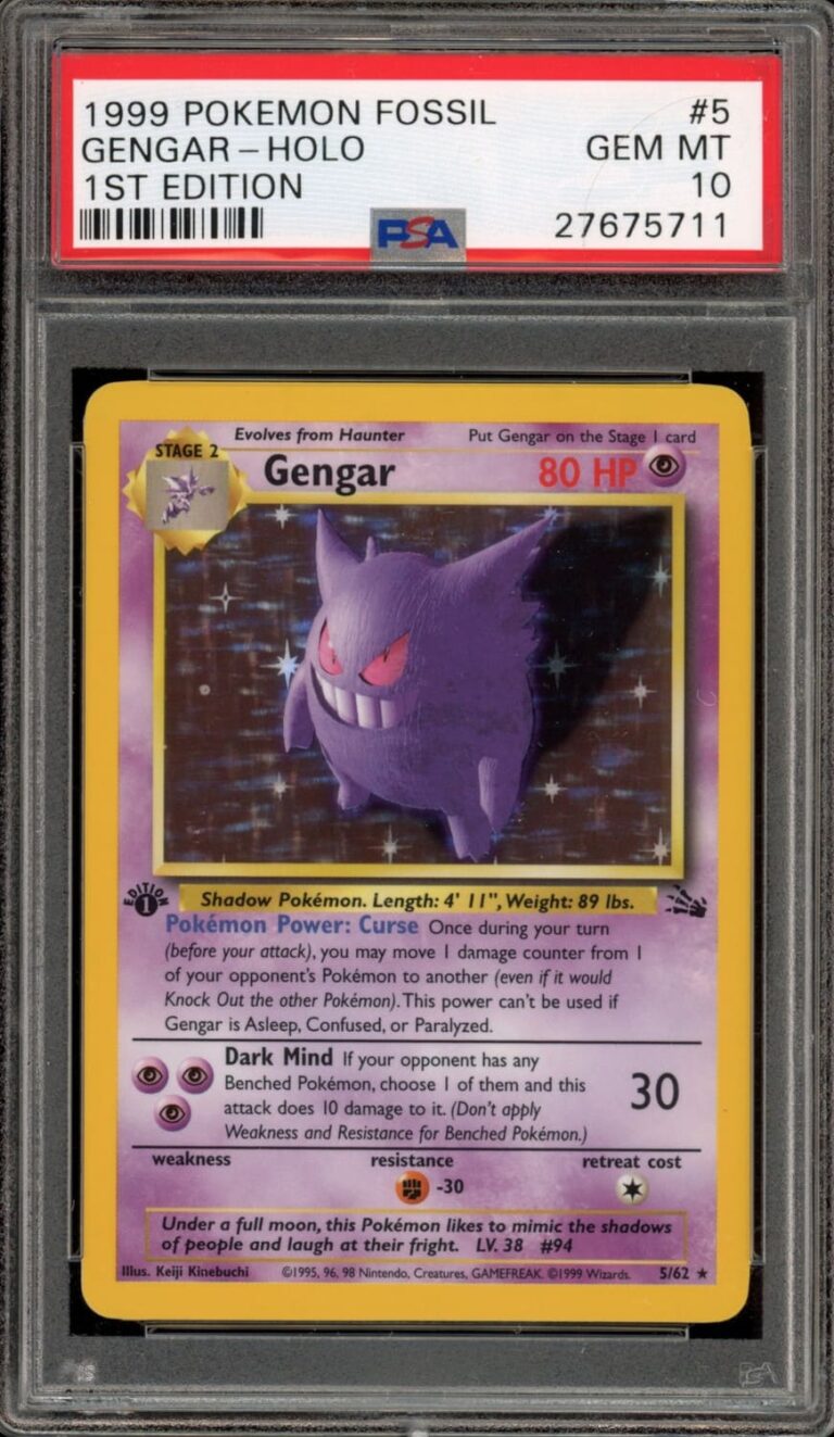 Gengar-5-62-Fossil-1st-Edition-Pokémon-Karte-Englisch-PSA-10