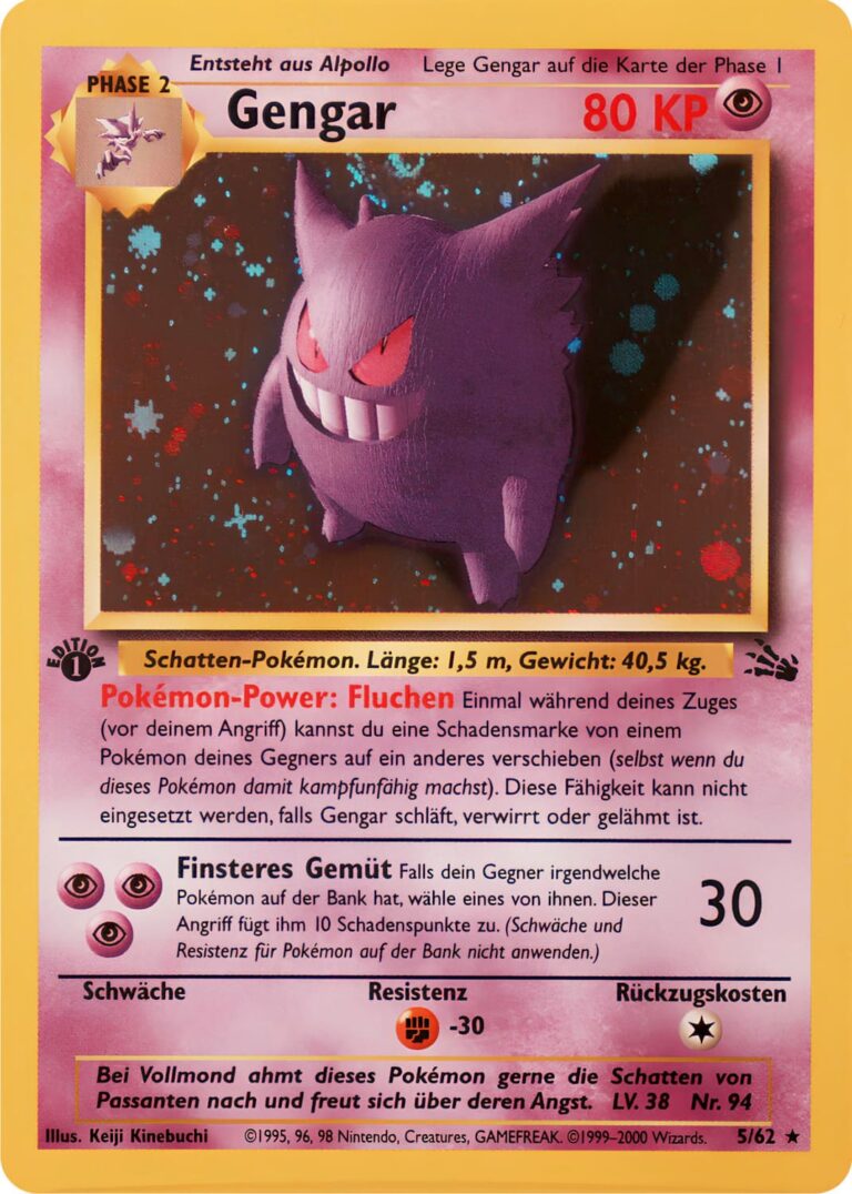 Gengar-5-62-Holo-1st-Edition-Pokémon-Karte-Fossil-Deutsch