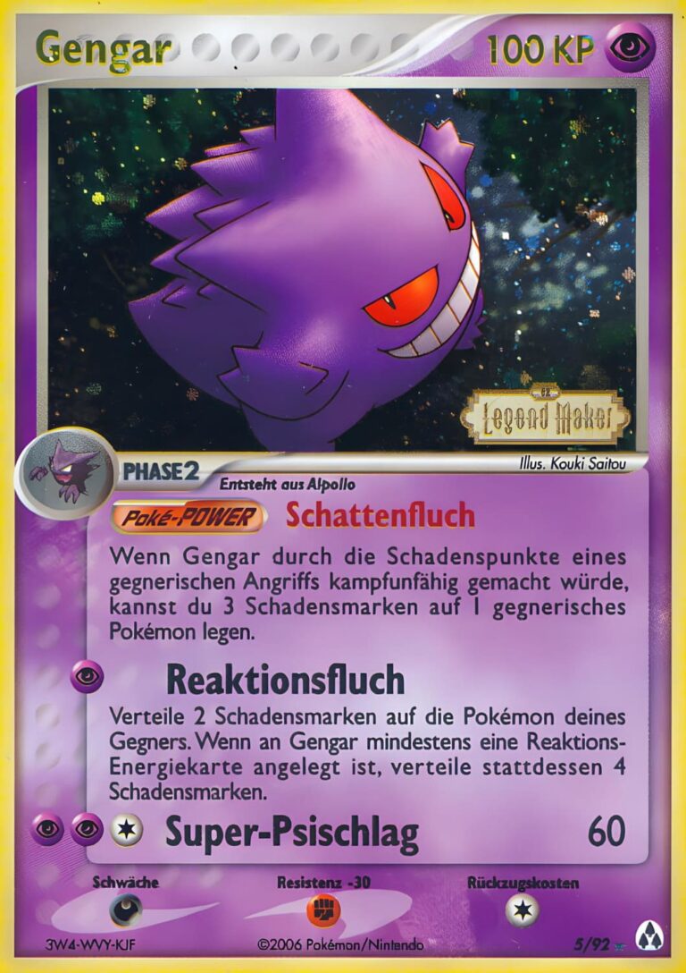 Gengar-5-92-EX-Legend-Maker-Reverse-Holo-Pokémon-Karte-Deutsch