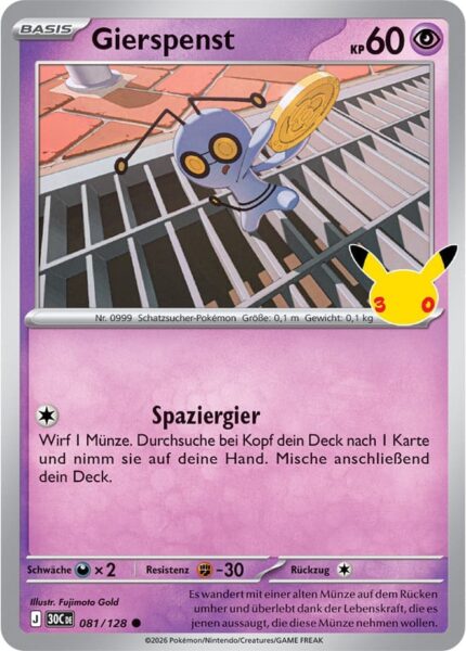Gierspenst-081-128-30C-30-Jahre-Jubiläum-30th-Celebration-Pokémon-Karte-Deutsch
