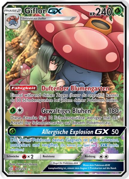 Giflor-GX-211-236-Full-Alternate-Art-TPokémon-Karte-Sonne-Mond-Welten-im-Wandel-Deutsch-TCG-Sammelkartenspiel
