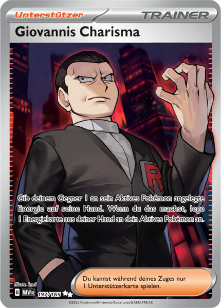 Giovannis-Charisma-197-165-Pokémon-Karmesin-Purpur-151-MEW-DE-Full-Art-Vollbild-Pokémon-Karte-Karten-Deutsch