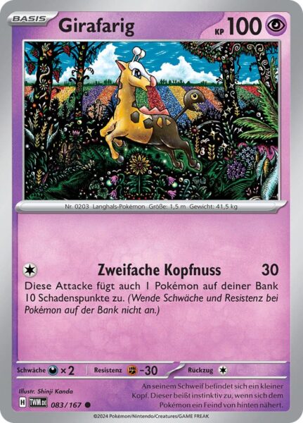 Girafarig_083-167_TWM-DE_Maskerade-im-Zwielicht_Pokémon-Karte_Deutsch