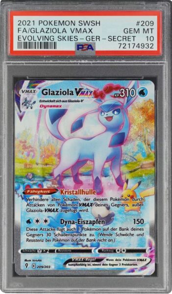 Glaziola-VMAX_209-203_Alternate-Art_Drachenwandel_Evolving-Skies_Pokémon-Karte_Deutsch-PSA-10