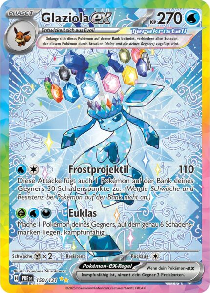 Glaziola-ex-150-131-Prismatische-Entwicklungen-Secret-Special-Illustration-Rare-Pokémon-Karte-Deutsch-Karmesin-Purpur-TCG-Sammelkartenspiel