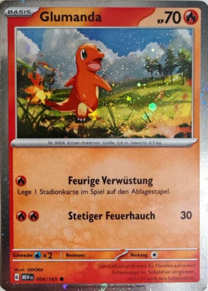 Glumanda-004-165-Comos-Holo-Pokémon-Karte-Deutsch