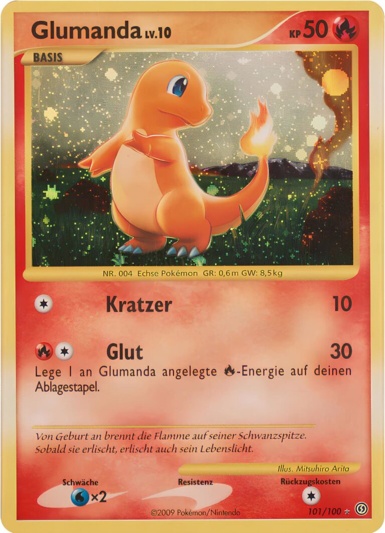 Glumanda-101-100-Diamant-Perl-Sturmtief-Secret-Rare-Holo-Pokémon-Karte-TCG-2008