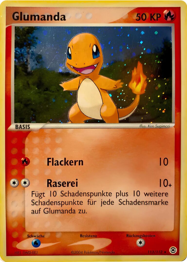 Glumanda-113-112-EX-Feuerrot-Blattgrün-Secret-Rare-Holo-Pokémon-Karte-TCG-2004