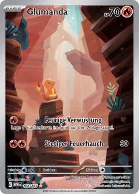 Glumanda-168-165-MEW-DE-Pokémon-151-Illustration-Rare-Karte-Karmesin-Purpur-TCG-Sammelkartenspiel-Deutsch