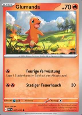 Glumanda_007-091_PAF-DE_Paldeas-Schicksale_Paldean-Fates_Pokémon-Karte_Deutsch