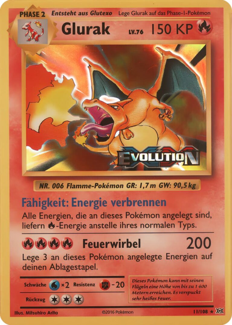 Glurak-11-108-XY-Evolution-Evolutions-Prerelease-Promo-Pokémon-Karte-Deutsch-TCG