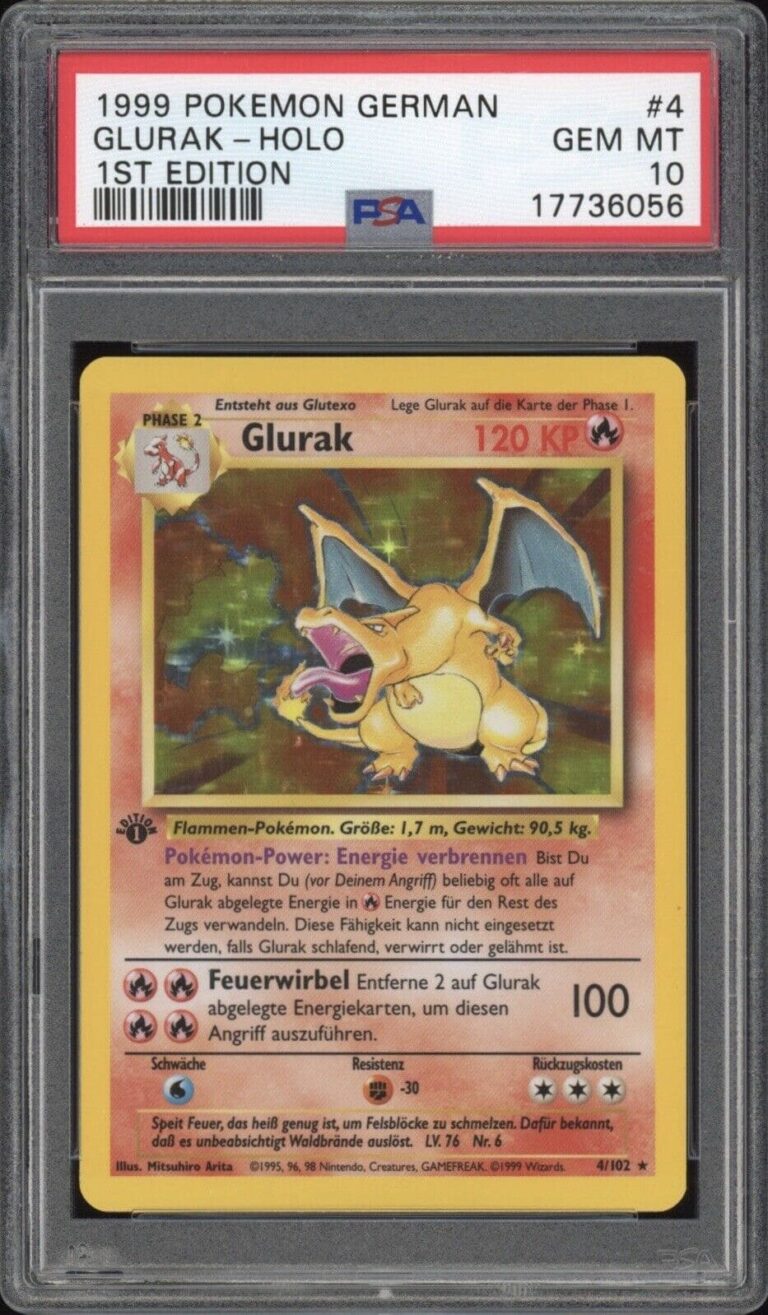 Glurak-4-102-Base-Basis-Set-Pokémon-Karte-PSA-10-Gem-Mint-Deutsch-1999