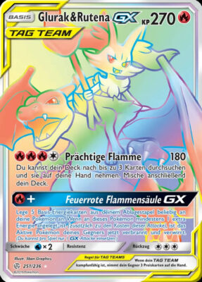 Glurak-Rutena-GX-251-Welten-im-Wandel_Rainbow-Rare-Pokémon-Karte