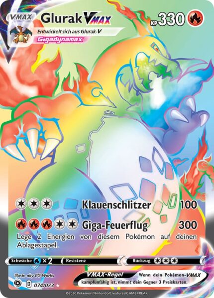 Glurak-VMAX_Rainbow_Weg_des_Champs_074-073_Secret-Rare-Pokémon-Karte