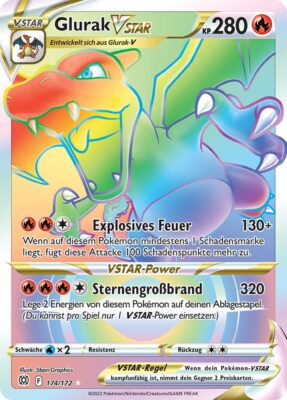 Glurak-VSTAR_174-172_Rainbow-Pokémon-Karte_Strahlende-Sterne