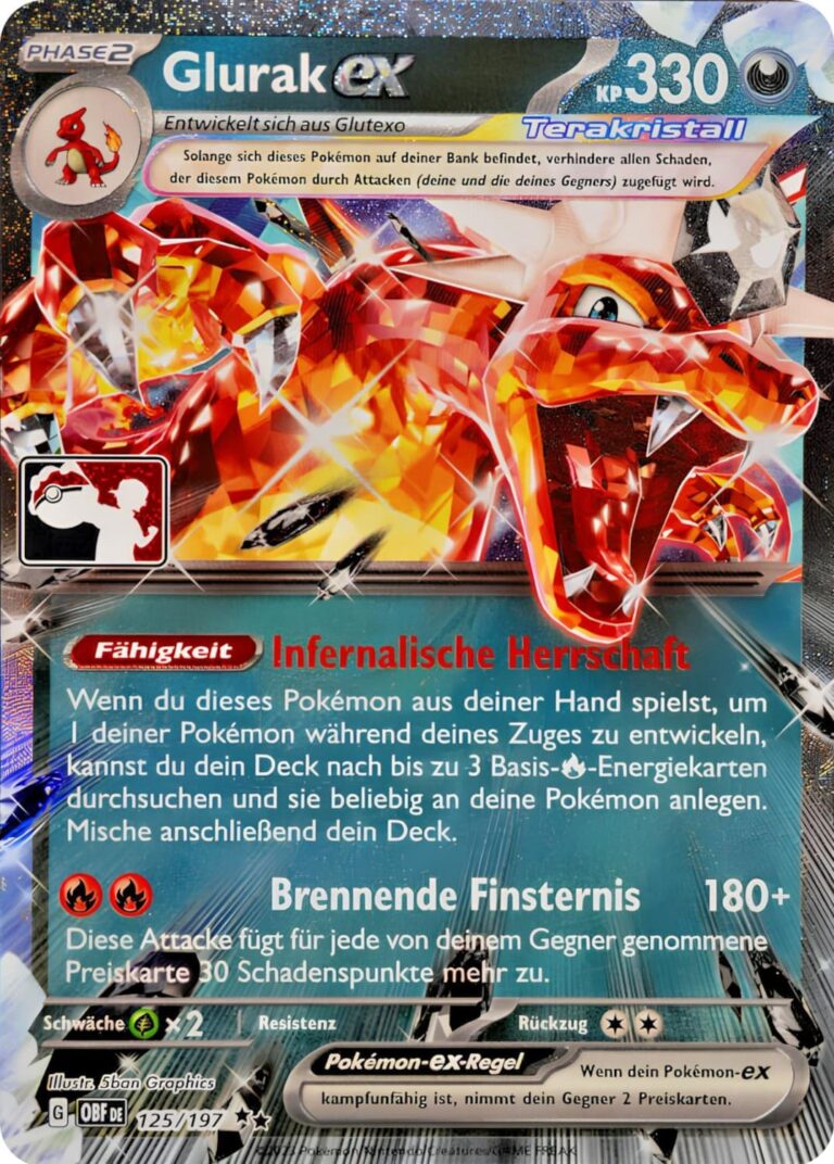 Glurak-ex-125-197-Obisidianflammen-Preispack-Serie-4-Pokémon-Karte-deutsch-neu