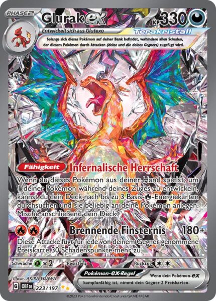 Glurak-ex-223-197-Karmesin-Purpur-Obsidianflammen-Special-Illustration-Rare-Pokémon-Karte-Deutsch