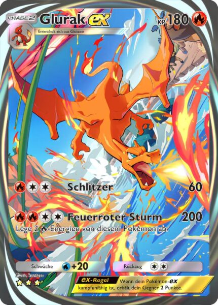 Glurak-ex-280-Pokémon-TCG-Sammelkartenspiel-Pocket-Unschlagbare-Gene-Full-Art-Digitale-Immersionskarte-2024