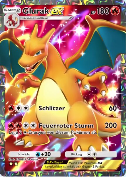 Glurak-ex-Pokémon-TCG-Sammelkartenspiel-Pocket-Unschlagbare-Gene-Digitale-Full-Art-Karte