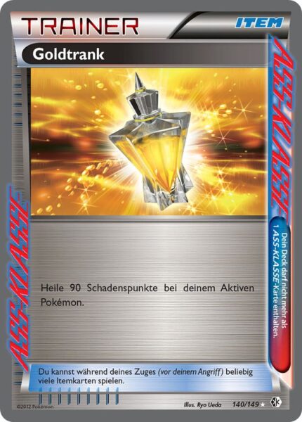 Goldtrank_140-149_ASS-KLASSE-Trainer_Pokémon-Karte_Schwarz-Weiss-Überschrittene-Schwellen