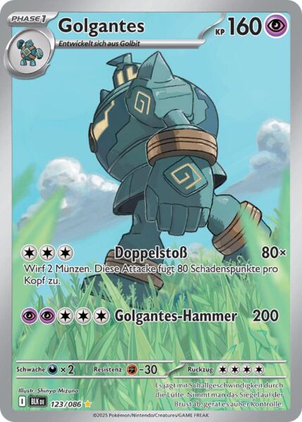 Golgantes-123-086-BLK-DE-Schwarze-Blitze-Illustration-Rare-Pokémon-Karte-Karmesin-Purpur-Deutsch