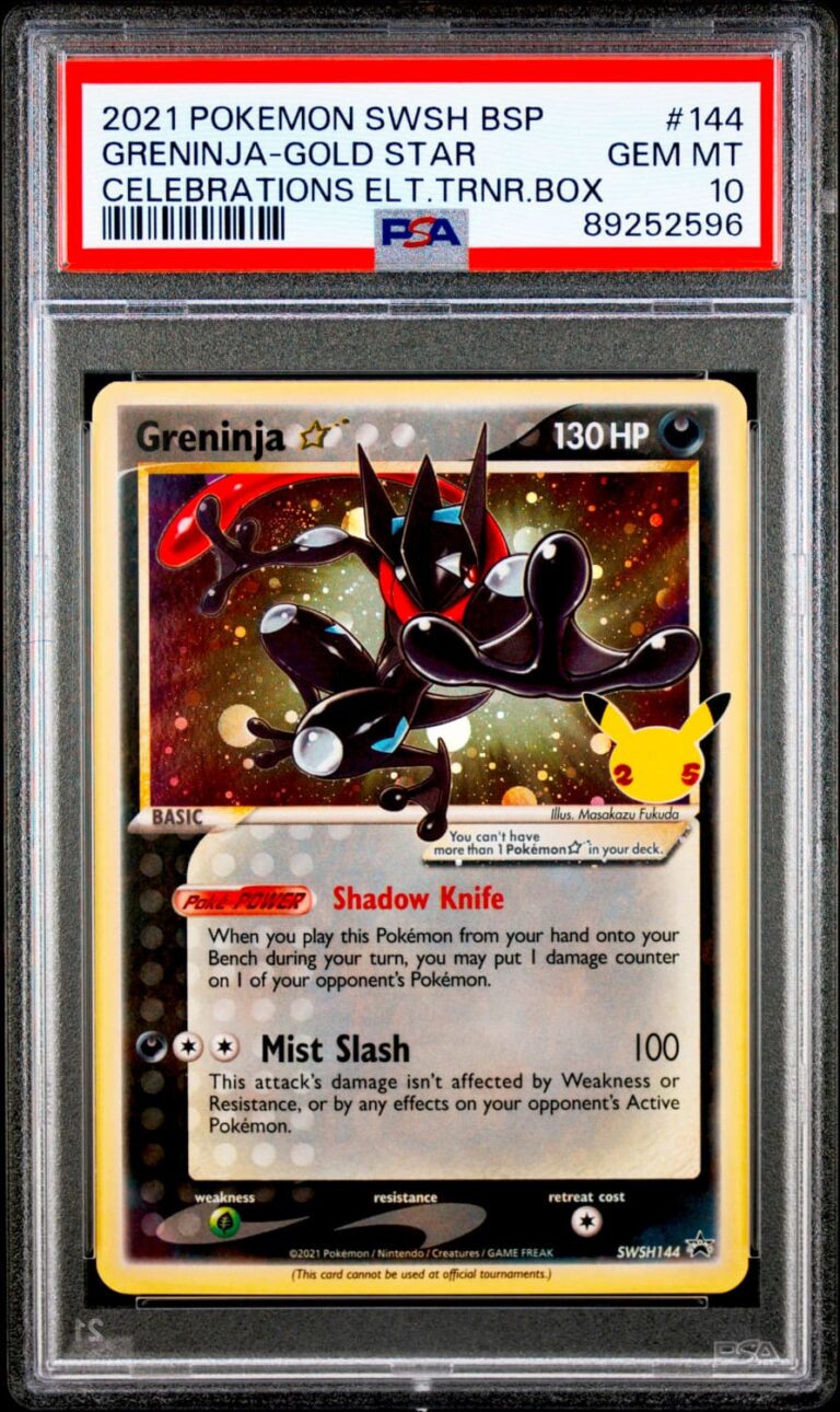 Greninja-Quajutsu-Goldstar-SWSH144-Celebrations-Promo-Pokémon-Karte-PSA-10-Englisch