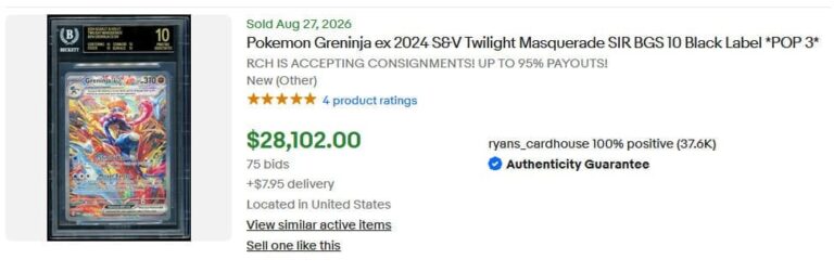 Greninja-Quajutsu-ex-214-167-Twighlight-Masquerade-BGS-10-Black-Label-Pokémon-Karte-Englisch-Preis-Wert-August-2026