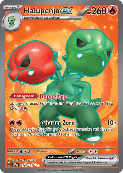 Halupenjo-ex-216-191-SSP-DE-Karmesin-Purpur-Stürmische-Funken-Full-Art-Pokémon-Karte-Deutsch-TCG