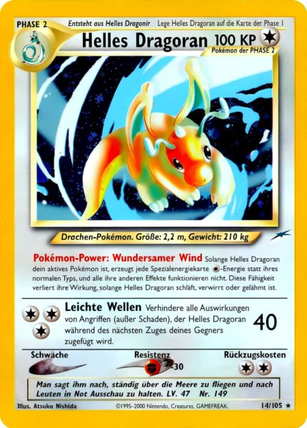 Helles-Dragoran-14-105-Neo-Destiny-Holo-Pokemon-Karte-Deutsch