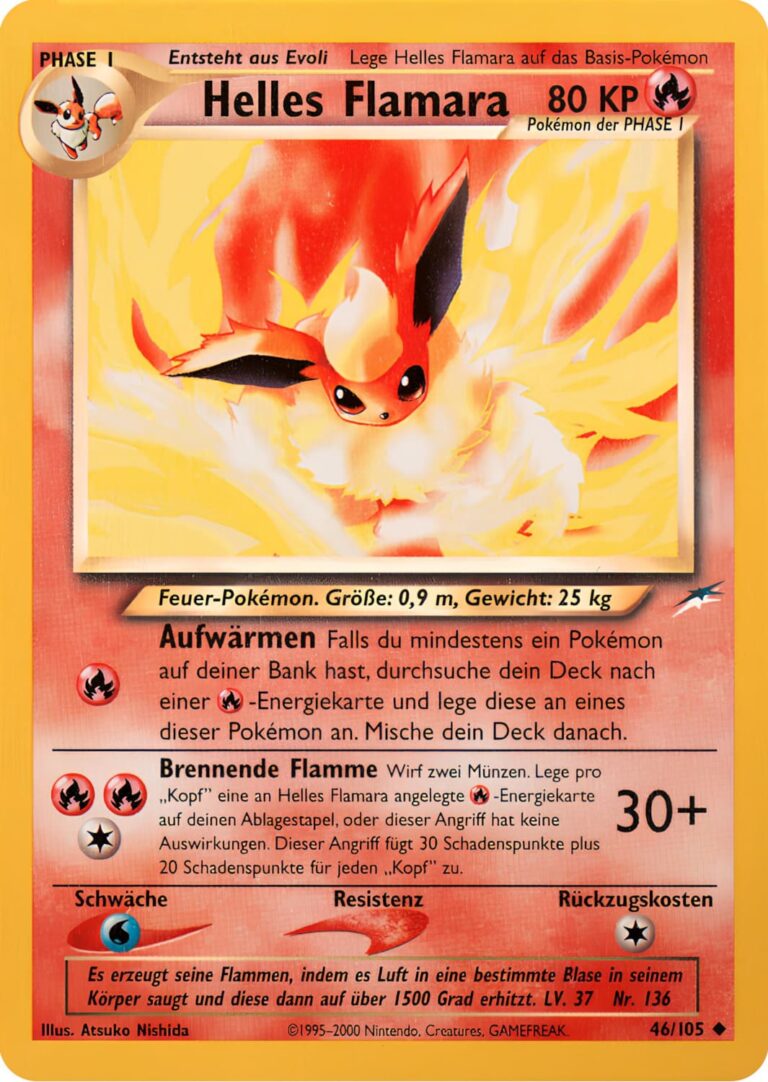 Helles-Flamara-46-105-Neo-Destiny-Pokemon-Karte-Deutsch