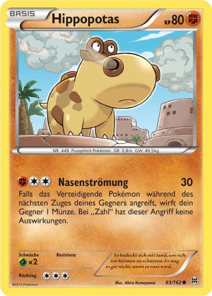 Hippopotas-83-162-XY-TURBOstart-Pokémon-Karte-Deutsch