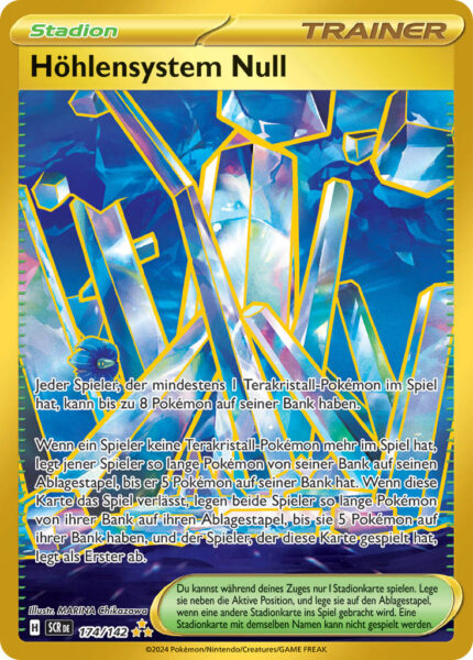 Höhlensystem-Null-174-142-SCR-DE-Karmesin-Purpur-Stellarkrone-Hyper-Rare-Gold-Pokémon-Karte-Deutsch